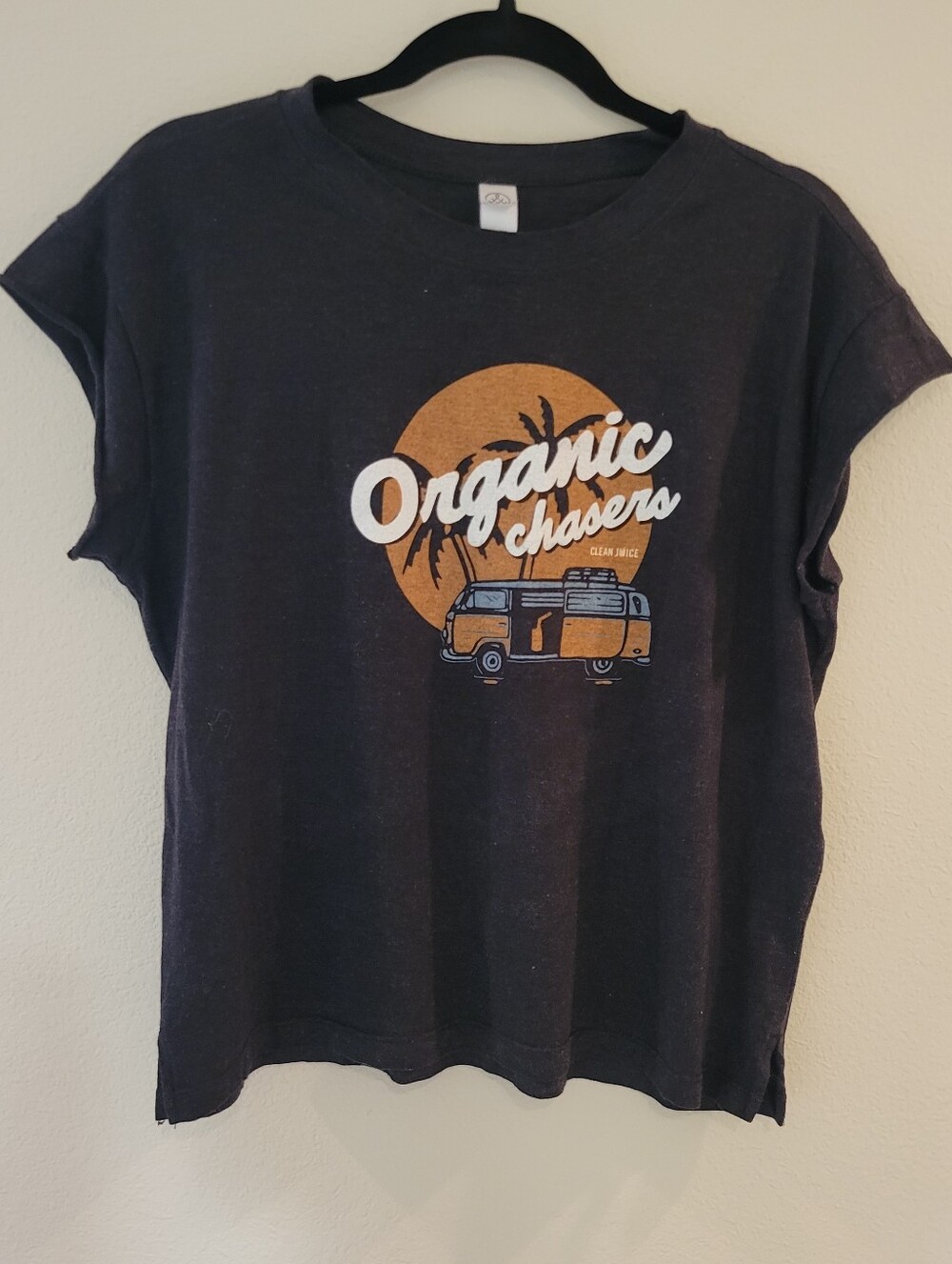 Alternative Organic Chasers Graphic Tee Light Black W Orange & White Print Med